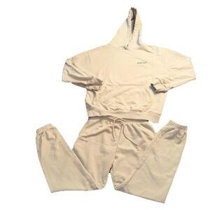 White Fox Women's Sweatsuit Tan Small Bottoms M/L Hoodie